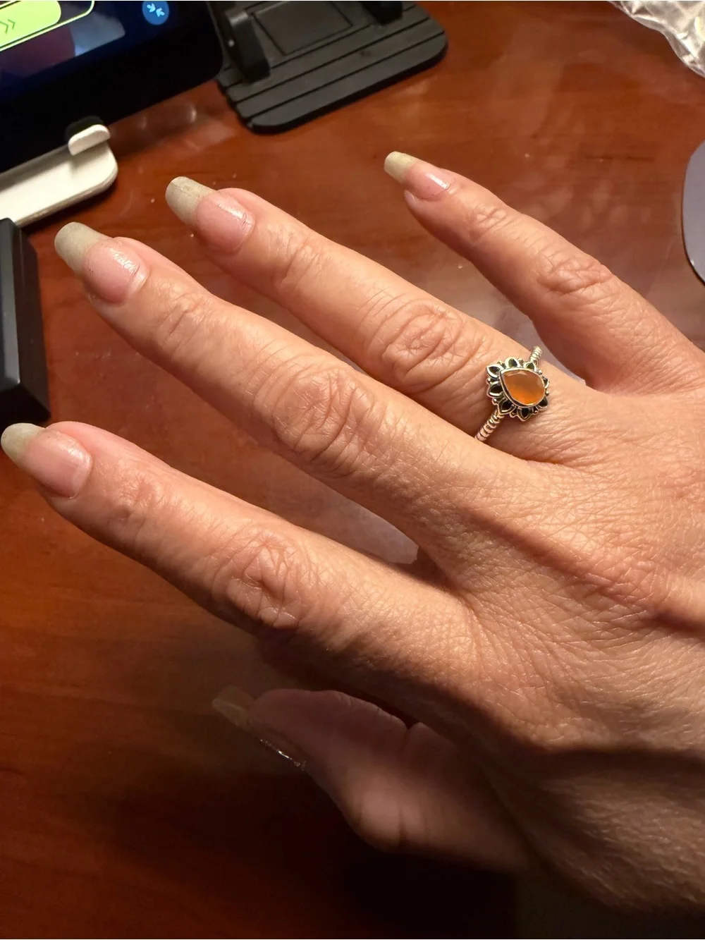 Carnelian Stone Sterling Silver 925 Stackable Ring Sz 8
